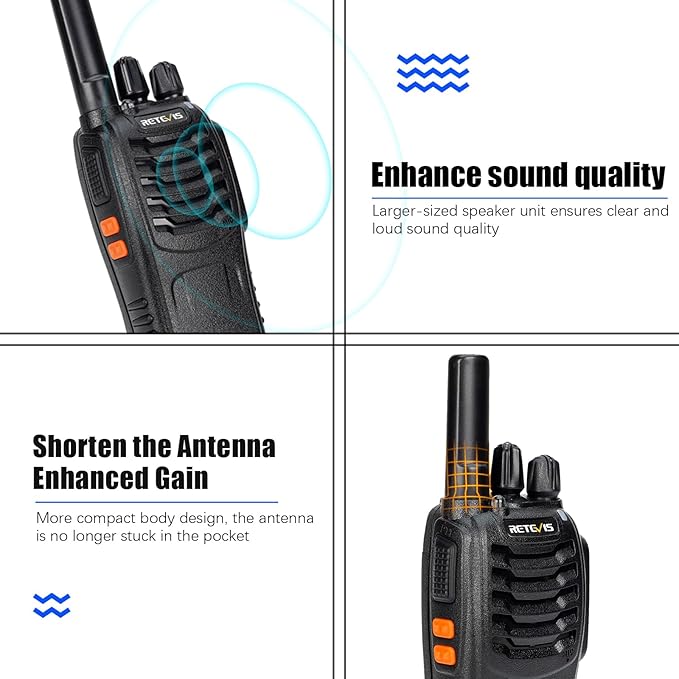 Retevis H-777 2 Way Radios, Walkie Talkies for Adults, Rechargeable Long Range Two Way Radio, Shock Resistant, Short Antenna for Business Education(10 Pack)