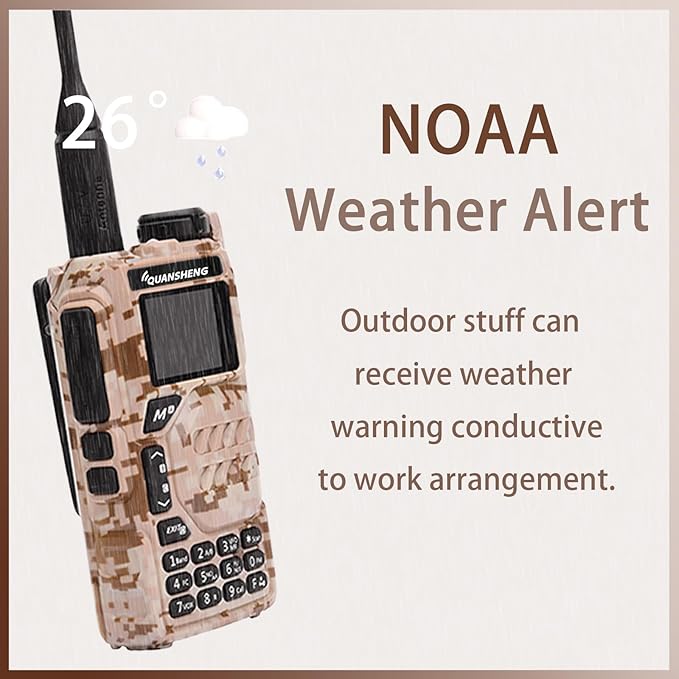 Quansheng UV-K5 Radio USB-C Charging Dual Band Two Way Radio Long Range for Adult 5W Long Range Handheld Radio NOAA Scrambler/DTMF One Key Copy Desert Camo