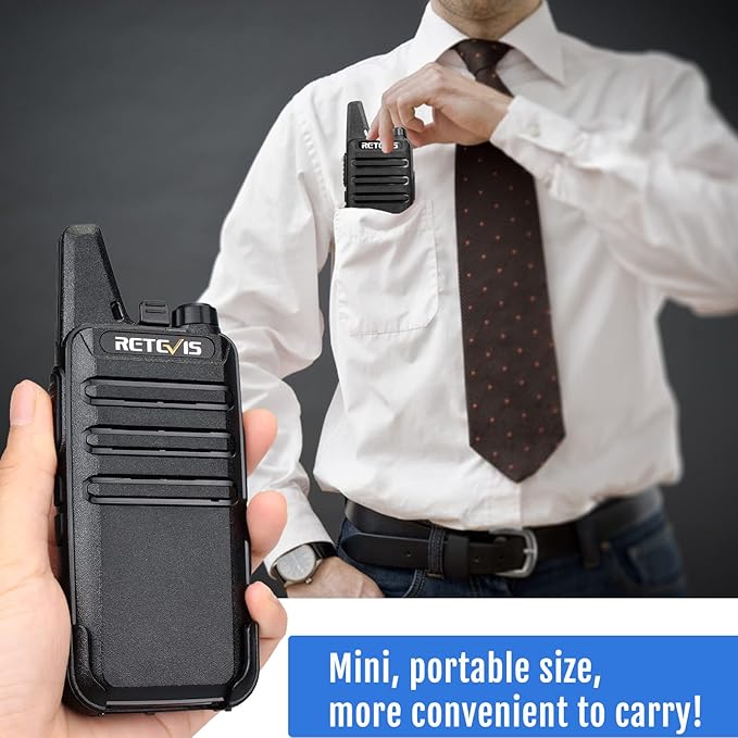 Retevis RT22 Walkie Talkies for Adults, Two Way Radios Long Range Rechargeable, VOX Handsfree, Mini Compact Walkie Talkie with USB Charger, for School Church Restaurant (6 Pack)
