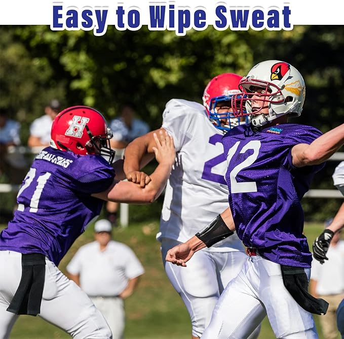 Shimeyao 2 Pcs Football Towel Cotton Sports Football Field Towel Pitching Towel with Closure Football Sweat Towel for Football Gym Men Women Accessories (Black)