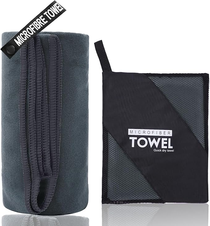 Microfiber Travel Towel, Soft Lightweight Quick Dry Towel, Super Absorbent Compact Travel & Sports & Beach Towels for Camping, Backpack, Gym, Swimming, Yoga, Hiking (L:24"×48" -Deep Gray)