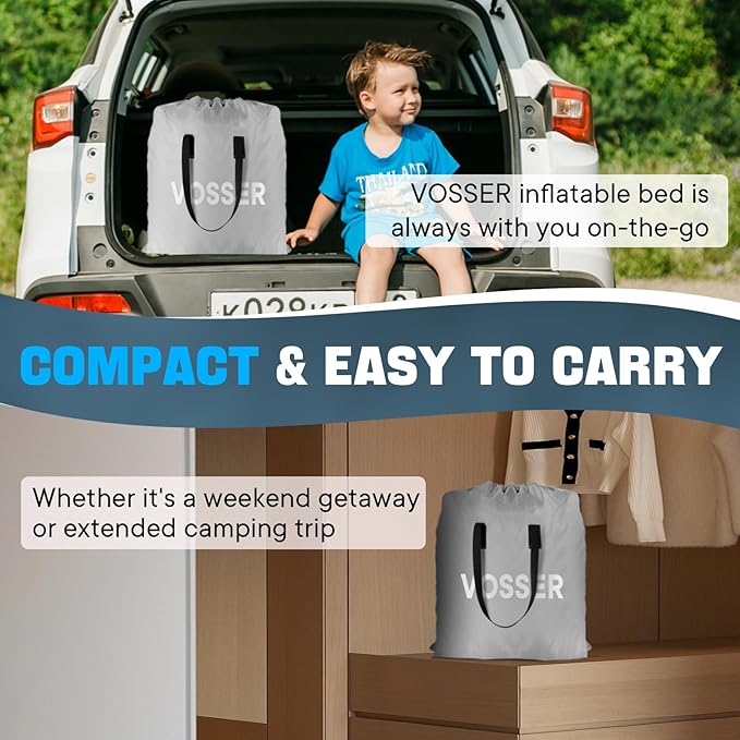 Air Mattress Full with Built in Pump,Inflatable Mattress 2 Mins Self-Inflation/Deflation,Thicker Blow up Mattress Leak-Proof,Flocked Top Air Bed with Storage Bag for Home, Camping & Guests