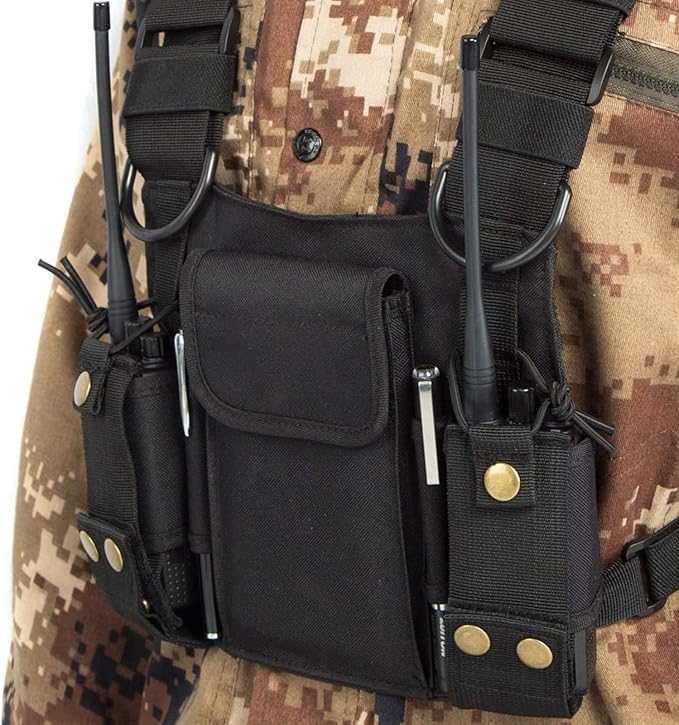 Radio Shoulder Holster Chest Harness Holder Vest Rig for Two Way Radio Chest Front Pack Pouch Walkie Talkie Case with Front Pouches for Kenwood Arcshell Retevis Baofeng UV-5R F8HP UV-82 888S (2Pack)