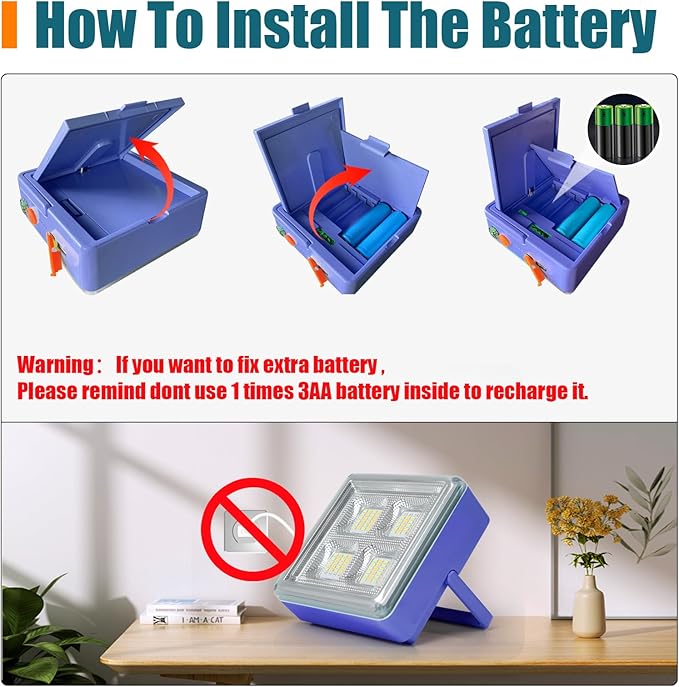 Solar Work Lights 4800mAh 4 Light Modes 10000 Lumen Waterproof USB Power Outages Solar Camping Lights with Hanging Clips for Outdoor Hiking Emergency Hurricane Car Repairing