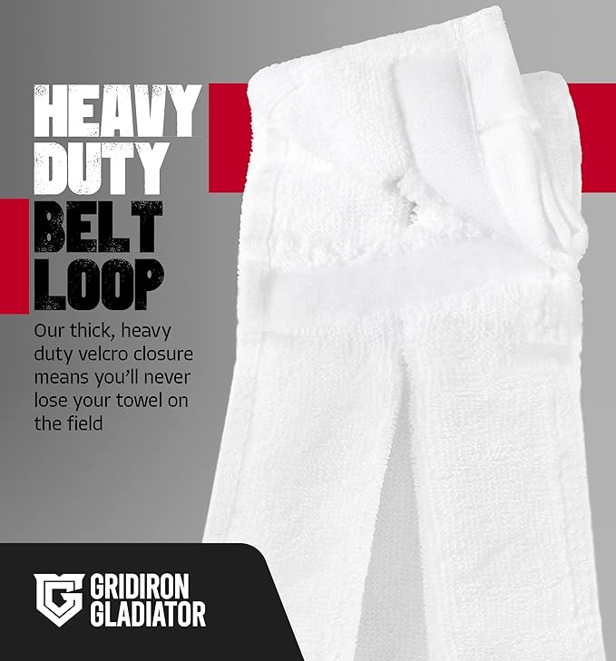 Pure Cotton Football Towel, Youth Men Streamer Towel, Football Towel Quarterback, Sideline Qb Towel with Hook & Loop Closure