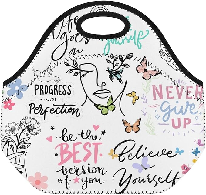 Neoprene Lunch Bags Thermal Insulated Lunch Tote Bag Reusable Washable Neoprene Picnic Bag for Women Men