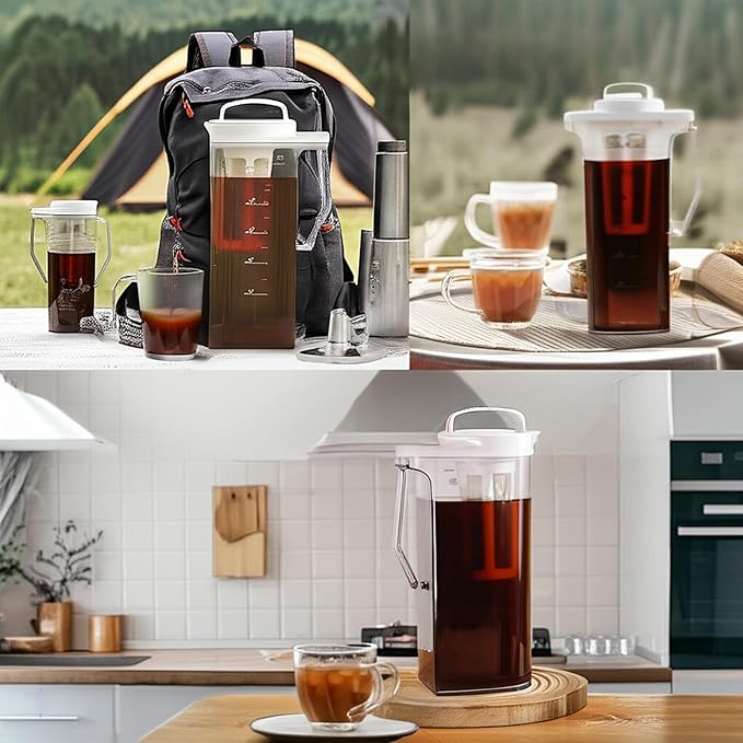 LITIFO Cold Brew Coffee Maker, 74oz Portable Iced Tea and Coffee Maker with Precision Filter, Leak-Proof,Heat-Resistant, Dual Handles for Camping/Home Kitchen (74oz)