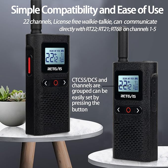 Retevis RB28 Walkie Talkie, Portable Two Way Radio, USB-C Walkie Talkies Rechargeable, Large LCD Screen, 1500mAh Battery, NOAA Weather Alert, for School Dental Church Restaurant Retail (10 Pack)