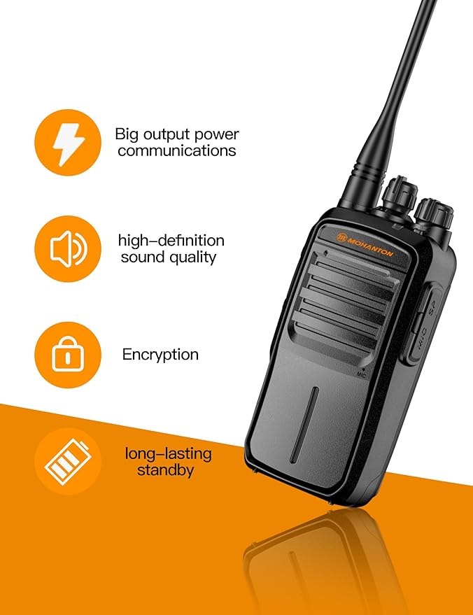 UHG-01 Versatile GMRS Two Way Radio,Heavy Duty Walkie Talkie with 9W High Power and 5 Miles Line of Sight Walkie Talkie.(2-Packs)