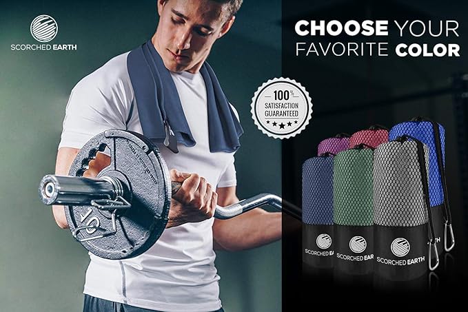 Microfiber Travel & Sports Towel Set - Quick Dry, Super Absorbent, Compact, Lightweight - for Camping, Backpacking, Hiking, Beach, Yoga, Swimming - Includes 2 Sizes + Carrying Bag & Clip