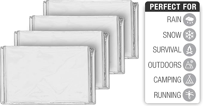 Swiss Safe Emergency Mylar Thermal Blankets + Bonus Space Blanket - Compact & Insulated for Cold Weather - Designed for NASA, Outdoor Camping, Survival, First Aid Car Kit - Silver, 10 Pack