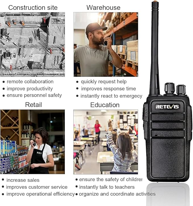 Retevis RT21 Updated Walkie Talkies Adults, Two Way Radios Long Range Rechargeable, 3000mAh Battery, with Six-Way Charger, for Security Warehouse Jobsite(6 Pack)