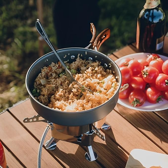 7Pcs Camping Pan Set - Backpack Cookware Pot and Pans Set, Survival Cooking Kit for Hiking, Picnic