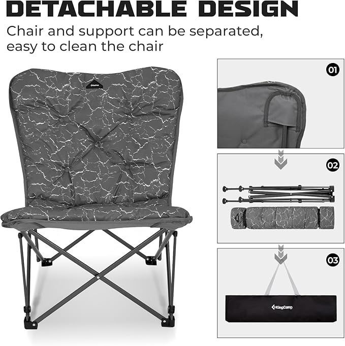 KingCamp Butterfly Chair, Oversized Thick Padded Comfy Camping Chairs Portable Folding Chair 400lbs Heavy Duty Seat with High Backrest & Carry Bag for Outdoor Indoor Patio Lawn Home Living Bed Room