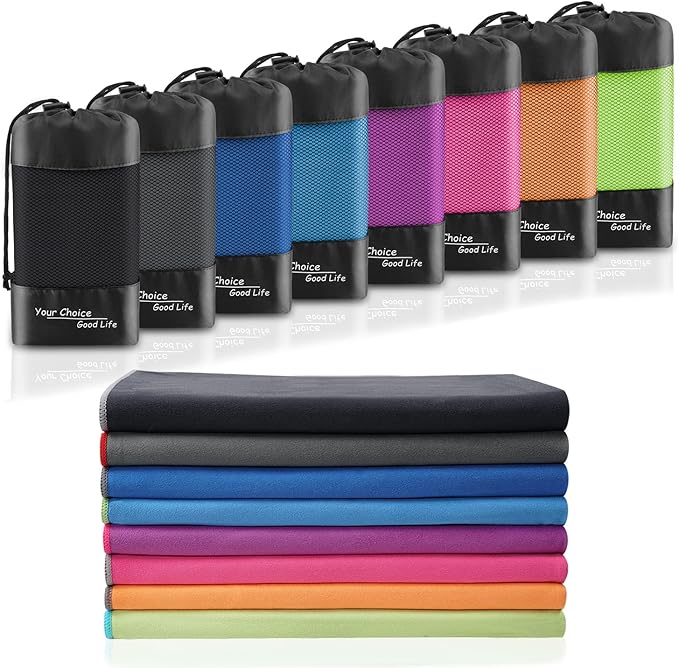 Your Choice Microfiber Travel Towel, Fast Drying Towel for Camping, Travel, Beach, Gym, Backpacking, Sports and Swimming. Sweat Absorbent, Lightweight and Ultra Compact