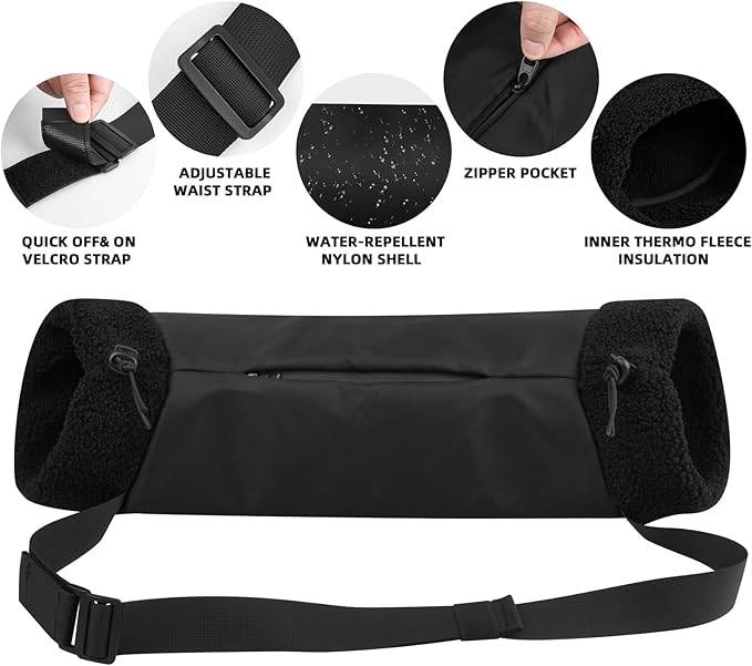 Xxerciz Football Hand Warmer Pouch, Hand Warming Pouch Durable Nylon Belt Hand Muff Warmer with Adjustable Strap and Zipper Pocket, Perfect for Camping Football Hiking Hunting