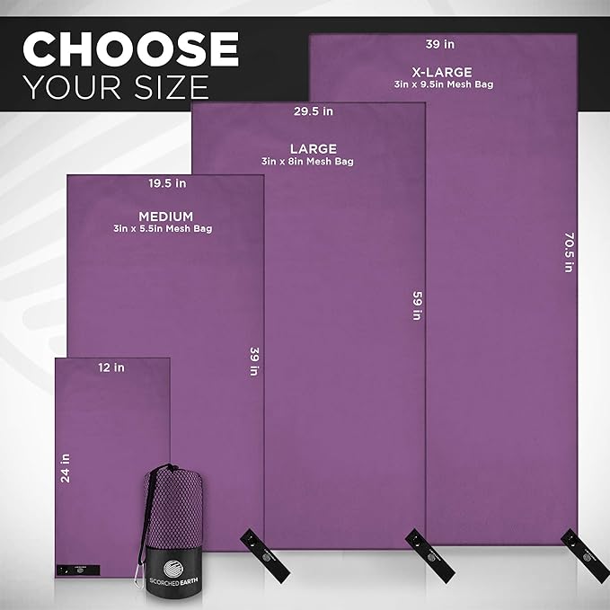 Microfiber Travel & Sports Towel Set (Ultra Violet) - XL Set (39x70.5 & 12x24)