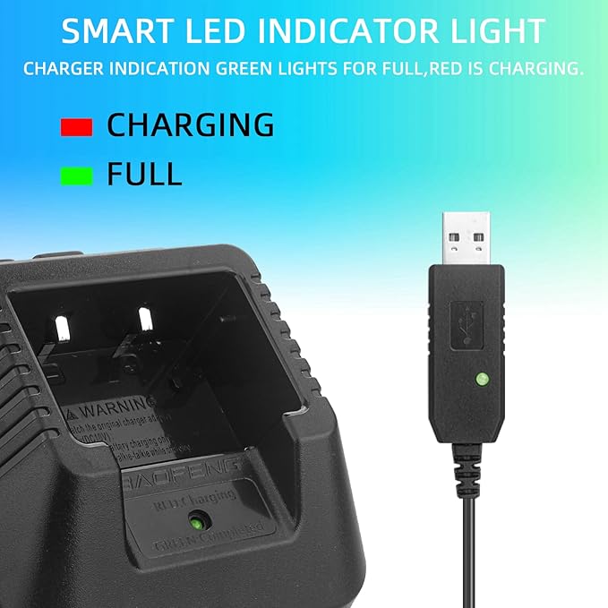 BAOFENG uv-5r charger,original desktop walkie talkie charger with US Adapter 100v-240v for BAOFENG BF-F8HP UV-5X3 5RA 5RB 5RC 5RD 5RE 5REPLUS radio accessories (Base + USB charging cable*1)