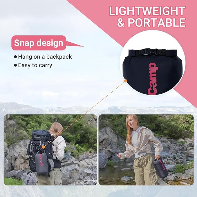 KingCamp Lightweight Camping Blanket - Stylish & Multifunctional Quilt with Snap Button, Portable for Travel, Airplane, Indoor & Outdoor - Provides Warmth - Black