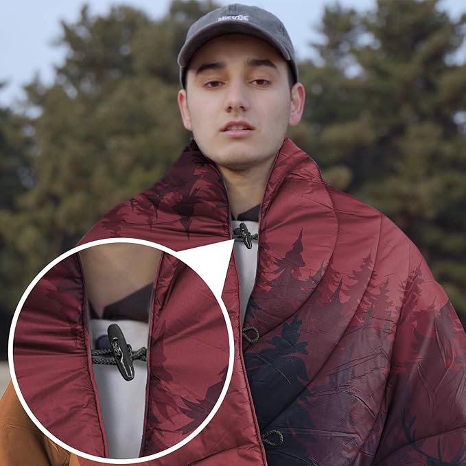 Outdoor Puffy Camping Blanket, Lightweight Windproof Warm Stadium Blanket, Packable Travel Camping Quilt for Cold Weather, Hiking, Backpacking, Sleeping, Hammock, Adventure 78"x 56"