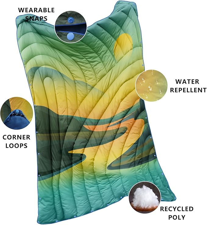 Camping Blanket,Lightweight Down Alternative Puffy Printed Camping Blanket Packable Outdoor Blanket for Camping,Traveling, Stadium, Hiking, Picnics