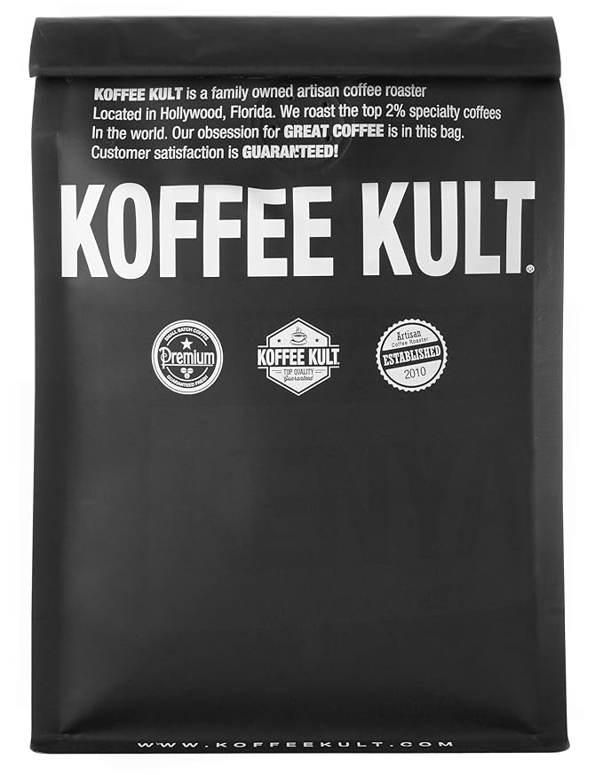 Koffee Kult Thunder Bolt - Whole Bean Coffee, Dark French Roast, 100% Arabica, Robust Blend, Bold Strong Artisan Flavor 12oz Resealable Package