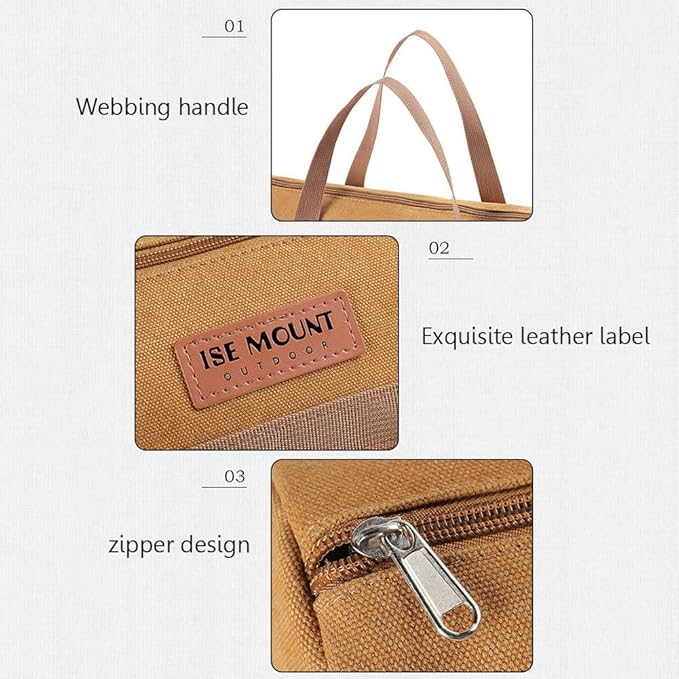 Tent Stake Bag-Double Layer Thickened,Tent Pole Pegs Bag,Tool Bags for Men,Tool Storage Bag, Small Canvas Tool Bag with Zipper for Outdoor,Camping,Hiking,Hunting and Others Tool Organizer Storage