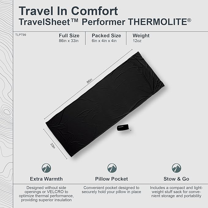 COCOON - Premium - TravelSheet -Thermolite - Volcano Grey - Regular