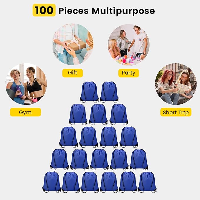 Vorspack Drawstring Backpack 100 Pieces for Party Gym Sport Trip