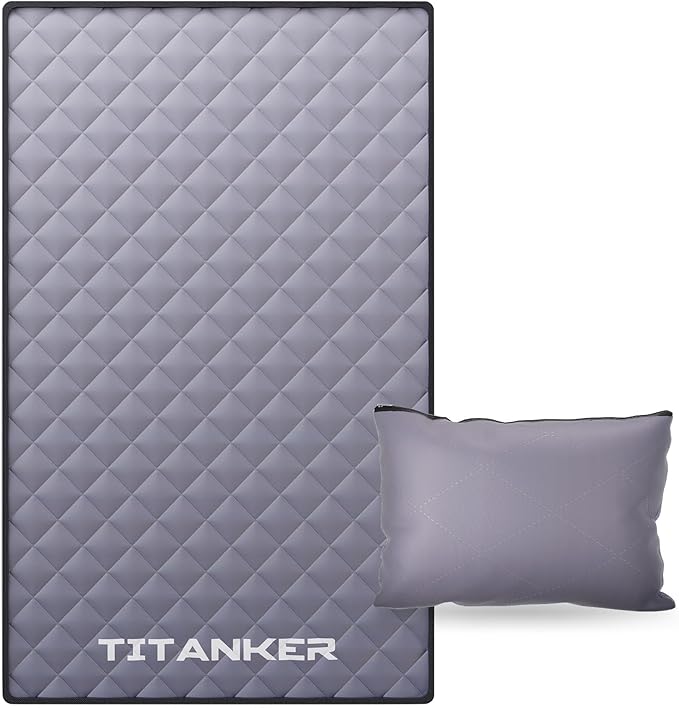 Titanker Outdoor Picnic Blankets, Camping Blanket Waterproof Blanket and Outdoor Pillow 2-in-1, 83''X 55'' Stadium Blanket with Storage Bag, Car Blanket for Hiking, Camping, Gradient Gray