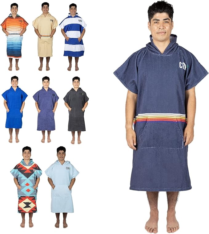 COR Surf Poncho Changing Towel Robe with Hood and Front Pocket | Thick Quick Dry Microfiber Wetsuit Poncho Towel for Surfing Beach Pool Swim (Large - Knightrider)