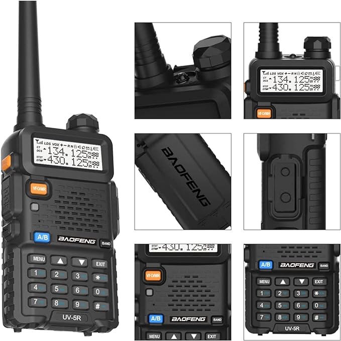 Baofeng UV-5R Dual Band Two Way Radio Handheld Ham Radio Long Range Walkie Talkies Pack of 4 for Hiking Camping Skiing Trip (Black)