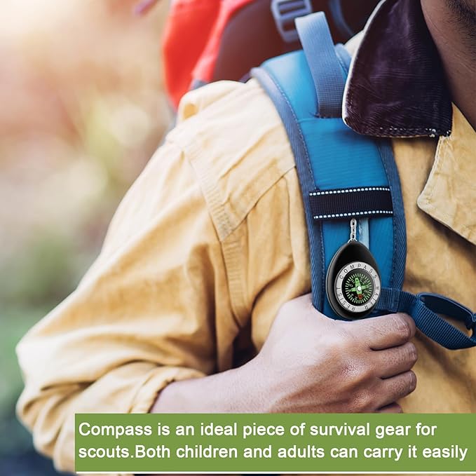 Janinka 18 Pcs Small Keychain Compass for Kids Mini Pocket Survival Compass Bulk for Outdoor Hiking Camping Hunting Climbing