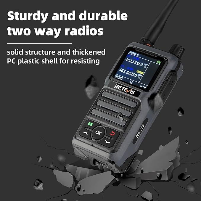 Retevis RB17P GMRS Handheld Radio,30 CH Long Range Walkie Talkie for Adults,SOS Siren,NOAA Weather Receiver Scan,2200mAh Rechargeable Two Way Radios for Off Road Camping Hiking (2 Pack)