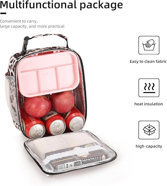 Lunch box Lunch bag for men women Insulated Lunchbox Lunch bags for Work Picnic Travel (Leopard)