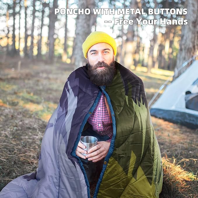 Outdoor Puffy Camping Blanket, Lightweight Windproof Warm Stadium Blanket, Packable Travel Camping Quilt for Cold Weather, Hiking, Backpacking, Sleeping, Hammock, Adventure 78"x 56"