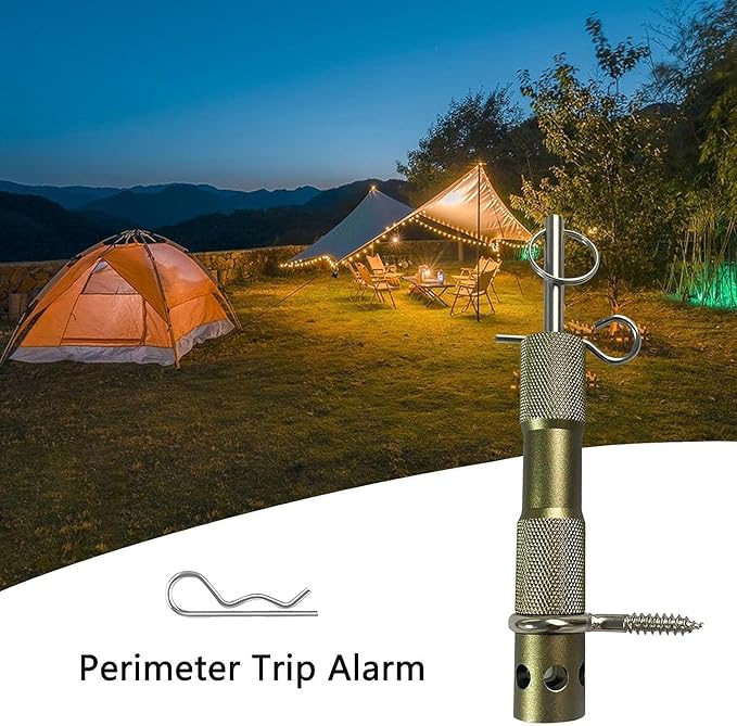 Perimeter Trip Alarm, Camping Trip Wire Alarm Device, Early Warning Security System for Camping and Property Safety, Use 209 Primers Green