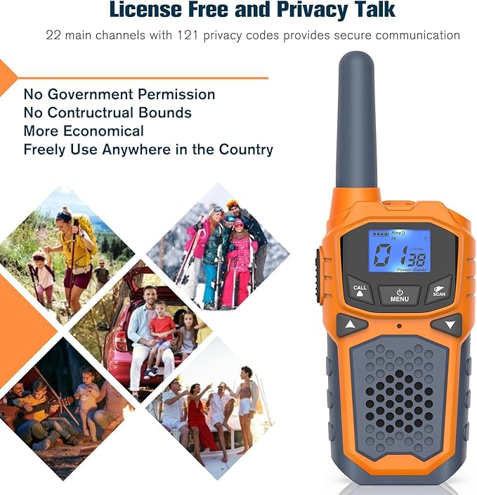 Rechargeable Walkie Talkies for Adults Two Way Radios for Outdoors USB Rechargeable Long Range 22 Channel Adapter, Charger, Battery Included with NOAA & Weather Alerts