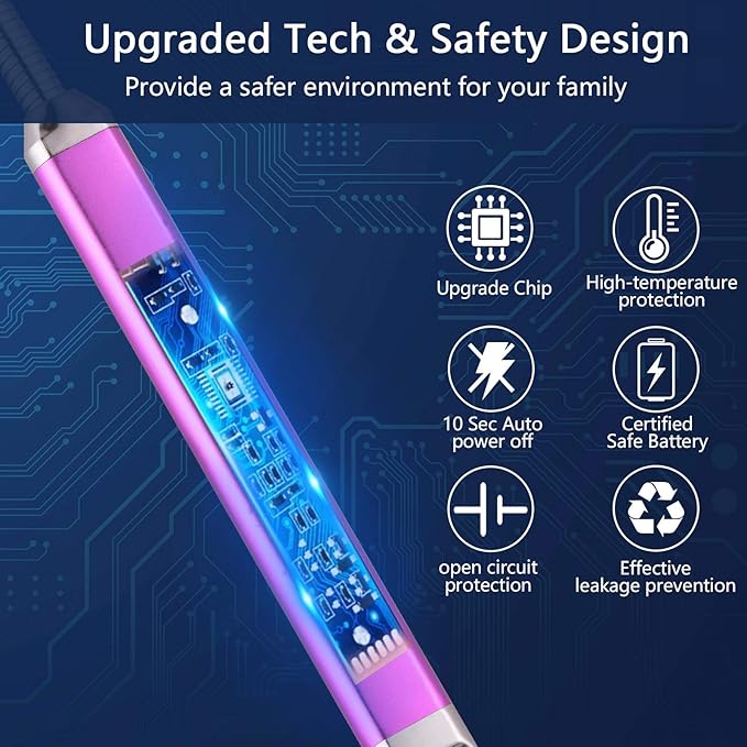MEIRUBY Lighter Electric Candle Lighter Birthday Gifts for Women Mom Wife Men, Long Electronic Rechargeable USB Lighter Arc Windproof Flameless Lighters for Candle Camping BBQ (Purple)