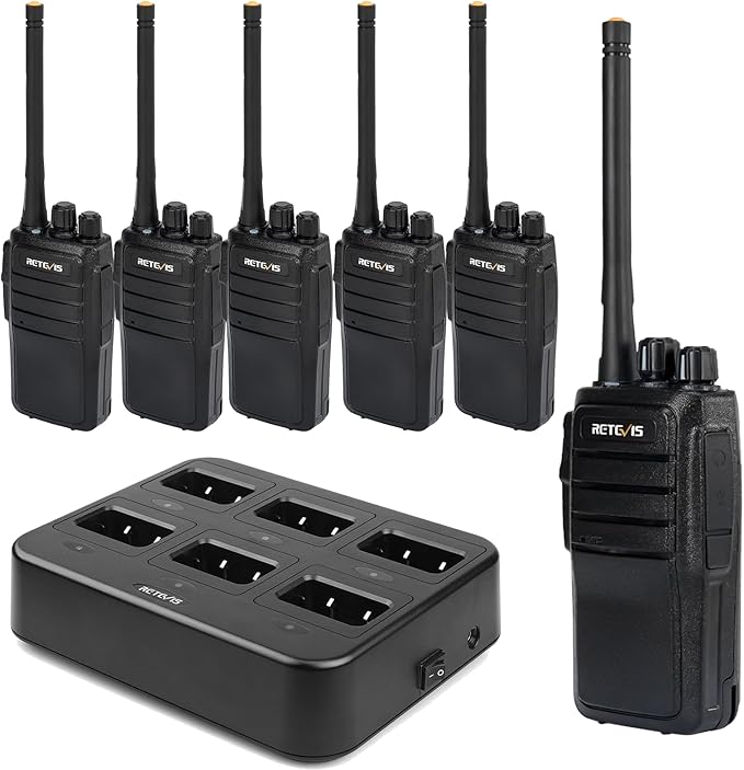 Retevis RT21 Updated Walkie Talkies Adults, Two Way Radios Long Range Rechargeable, 3000mAh Battery, with Six-Way Charger, for Security Warehouse Jobsite(6 Pack)