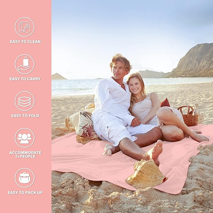 Beach Blanket Oversized Extra Large 10'X 9',Waterproof Sandproof Beach Blanket 2-8Adults Lightweight Durable for Travel Camping Hiking Picnic