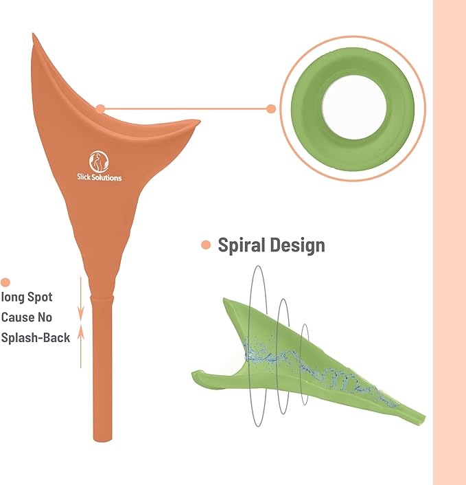 Slick- Female Urination Device, 2 pcs, Female Urinal, Urinal for Women, Pee Funnel for Women, Womens Pee Funnel, Portable Urinal for Women, Female Pee Funnel, Womens Urinal Funnel, Womens Urinal