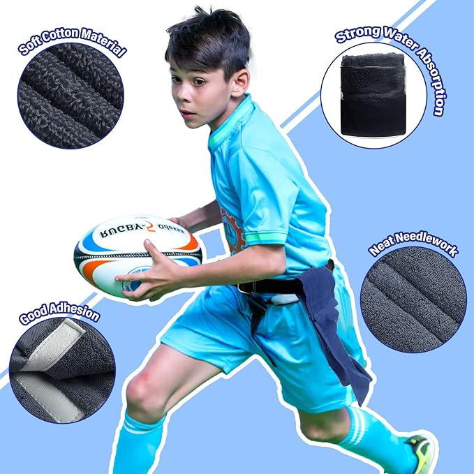 Shimeyao 2 Pcs Football Towel Cotton Sports Football Field Towel Pitching Towel with Closure Football Sweat Towel for Football Gym Men Women Accessories (Gray)