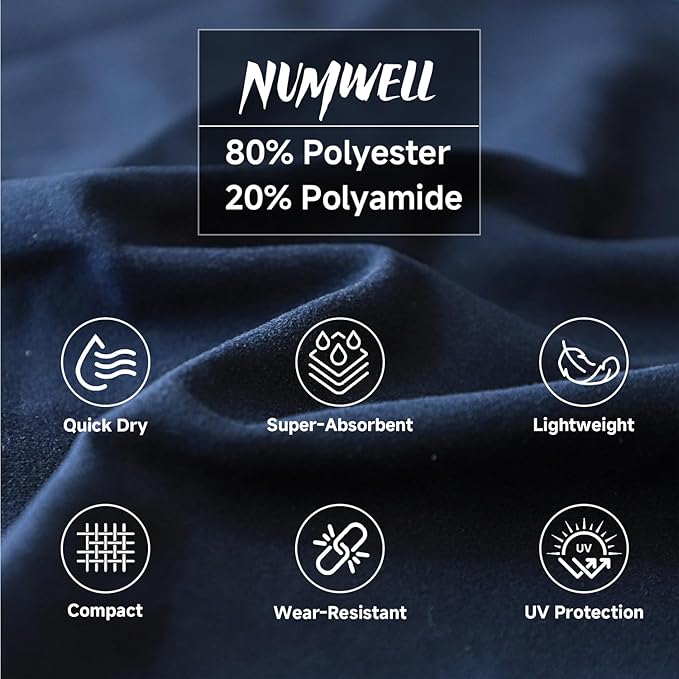 Microfiber Surf Poncho Changing Towel Robe with Changing Mat, Quick Dry Hooded Towel Poncho with Pocket for Beach, Pool, Swim, Wetsuit Changing (Navy)