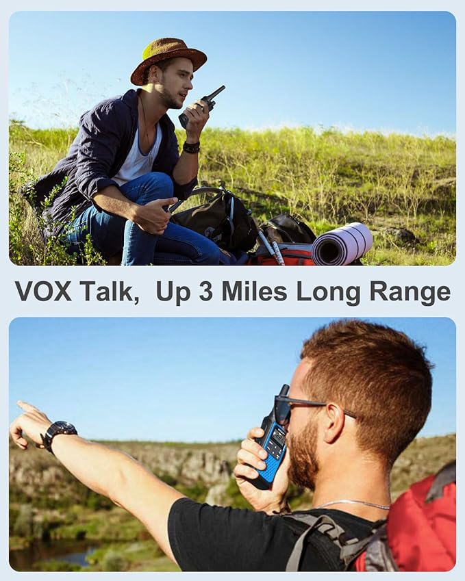 Walkie Talkies Long Rang for Adults NOAA Weather Alerts Scan, Rechargeable Walkie Talkies 2 Way Radio 22 Channel 6 Pack with 1800mAh Li-ion Battery USB-c Cable Hiking Accessories Camping Gear