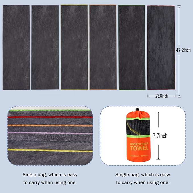 Dofilachy 4 Pack Camping Towel - Quick Dry Towel - Microfiber Travel Sports Towel - Super Absorbent Swim Towel (6, Orange)