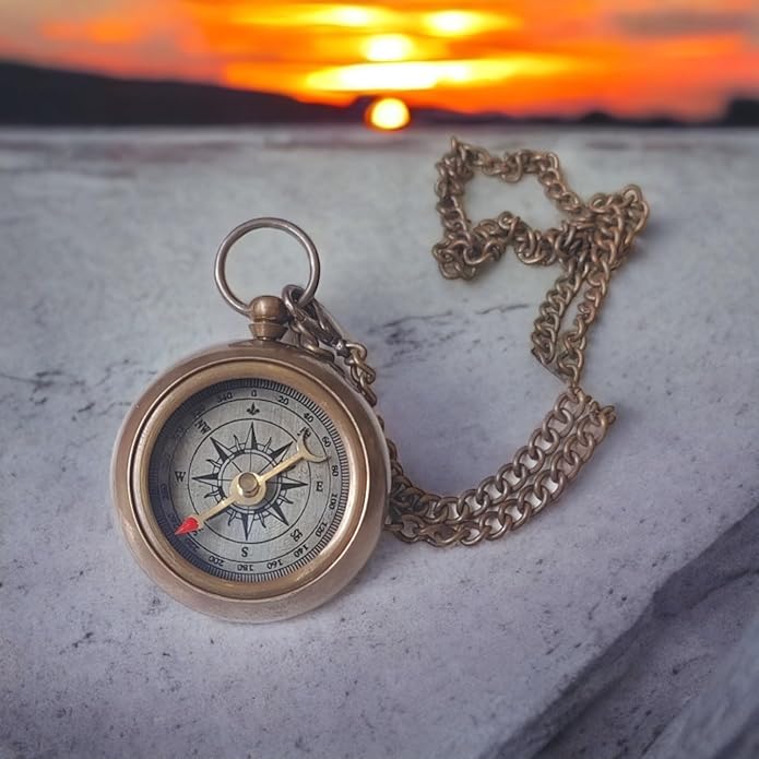Solid Brass Compass Personalised Engraved with 'So You Can Always Find Your Way Back To Me', Compass on Chain with Leather Case for Birthday, Baptism, Anniversary or Hiking