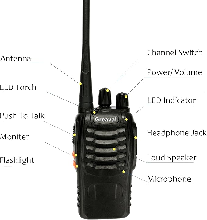 Walkie Talkies Rechargeable Long Range Two-Way Radio with Earpiece,16-Channel UHF Handheld Walky Talky with Flashlight Li-ion Battery and Charger(2 Pack)