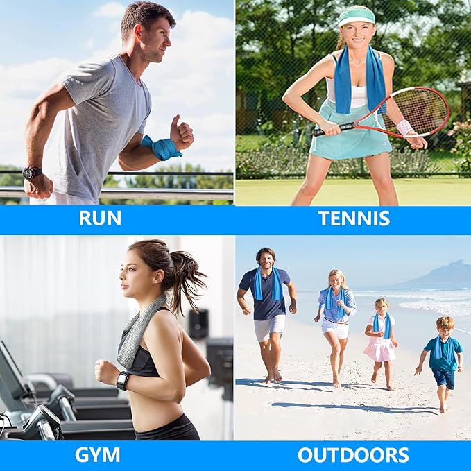 Cooling Towel 4 Packs (40"x 12"), Ice Towel Soft Breathable Chilly Towel for Gym, Workout, Running, Yoga, & More Activities