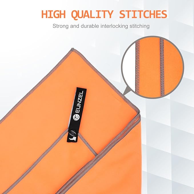 Eunzel 2 Pack Quick Dry Camping Towel, Microfiber Travel Towel 3 Size at 1 Pack,Fast Drying Towel Set for Camping, Beach, Gym, Sports, Yoga & Swimming Pool, Orange